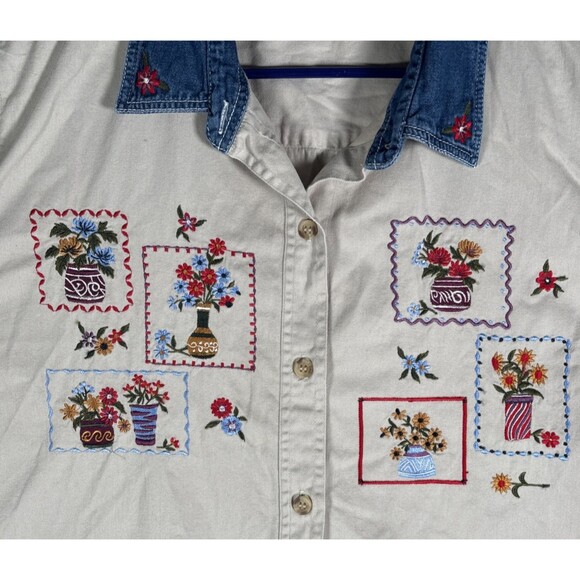Bobbie Brooks Woman Shirt Button Up Women’s Plus Size 18W/20W Gardening Flowers - Picture 3 of 10